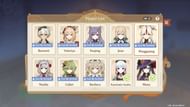 Genius Invokation TCG Character Card list (Image via HoYoverse)